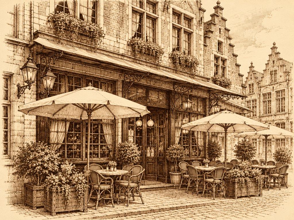 De gevel van Brasserie Sint-Anneke met terras